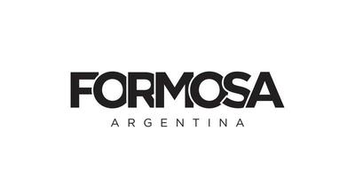 Formosa in the Argentina emblem. The design features a geometric style, vector illustration with bold typography in a modern font. The graphic slogan lettering.