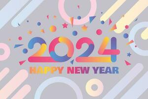 Happy 2024 New Year Black Neon A4 Poster vector