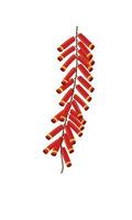 Hanging firecracker vector. Chinese new year concept. Flat vector in cartoon style isolated on white background.