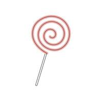 Lollipop drawn in one continuous line in color. One line drawing, minimalism. Vector illustration.