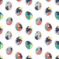 Seamless pattern with colored Easter eggs on a light background. Print for kitchen textiles, wrapping paper. Vector illustration