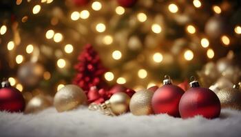 AI generated Christmas background with decorations for Christmas composition AI generated photo