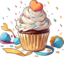 ai generato colorato compleanno Cupcake Immagine png