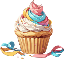 AI generated Colorful Cupcake Cartoon Image png