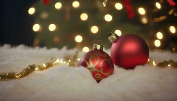 AI generated Christmas background with decorations for Christmas composition AI generated photo