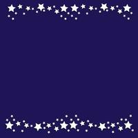 Vector square festive dark blue background - banner with a frame with a stripe of white volumetric stars at the bottom and top and a place for text