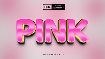 Pink golden shiny gradient 3d text effect design psd