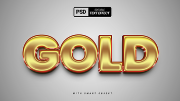 3d golden shiny red text effect design psd