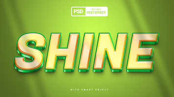 shine yellow green gradient 3d text effect template design psd