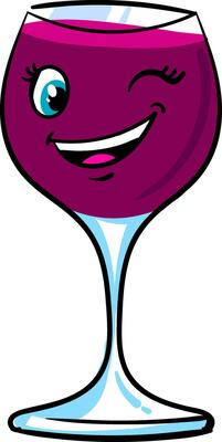 Full glass of wine winking, illustration, vector on white background
