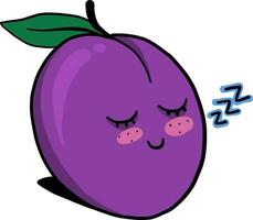 Sleeping cute plum, illustration, vector on white background