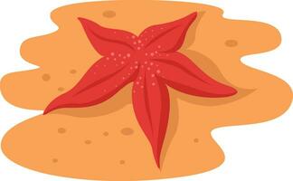 Starfish on the sand, illustration, vector on white background