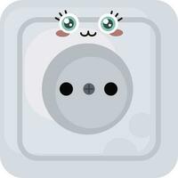 Electric socket with a face, illustration, vector on white background