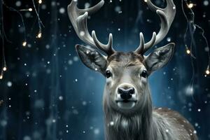 AI generated A festive reindeer adorned with silver bells creating a melodic holiday atmosphere, christmas picture photo