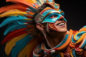 AI generated Speed and style dynamic runner in sleek carnival mask, festive carnival photos