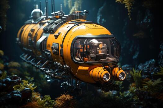 AI generated Unveiling the mysteries submersibles expanding marine ecosystem knowledge, futurism image photo