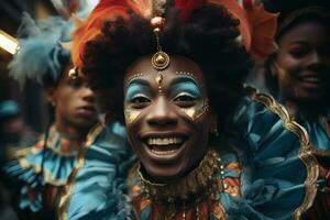 ai generado carnaval jolgorio desfile infundido con música y bailar, festivo carnaval fotos