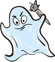 A ghost holding a weapon vector or color illustration