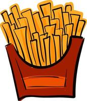 French potato fries in a red box vector or color illustration