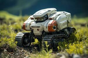 AI generated Automated guardians robots tending a solar oasis for future cities, futurism image photo