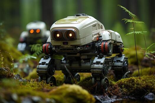 AI generated Robotic conservation safeguarding endangered species and habitats, futurism image photo