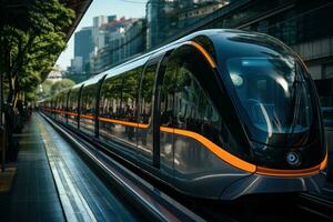 AI generated Mobility evolution futuristic urban transit in action, futurism image photo