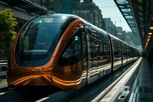 AI generated Urban transformation the futuristic landscape of mobility, futurism image photo