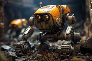 AI generated Futuristic robotics unearth ancient treasures blending past and future, futurism image photo