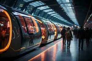 AI generated Transportation hubs smart ticketing and autonomous vehicles, futurism image photo