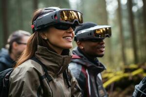 AI generated Natures playground ar gaming thrills in parkland, futurism image photo