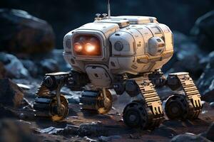AI generated Robotic vanguards charting the lunar landscape of the future, futurism image photo