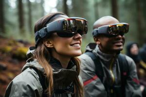 AI generated Immersive ar gaming experience in a natural park, futurism image photo