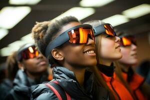 AI generated Augmented realities of history student adventures with ar glasses, futurism image photo