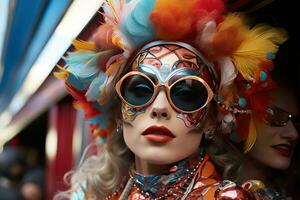 AI generated Extravagant elegance carnival fashion, festive carnival photos