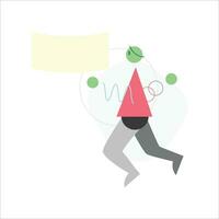 Businessman running with chart. Vector illustration in flat design style.