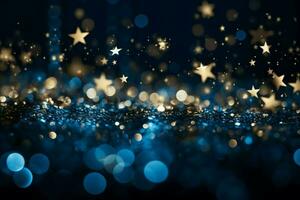 AI generated Festive Christmas background adorned with shining blue stars creating a celestial ambiance AI Generated photo