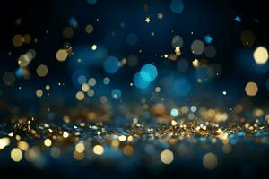 ai generado Navidad magia un antecedentes iluminado por radiante azul estrellas evocando fiesta encantamiento ai generado foto