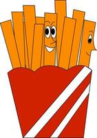A box of French fries vector or color illustration