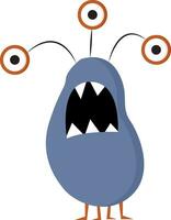 An angry blue monster vector or color illustration