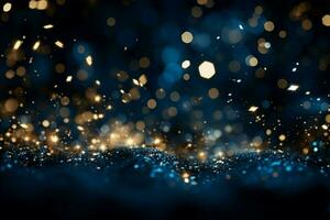 ai generado Navidad magia un antecedentes iluminado por radiante azul estrellas evocando fiesta encantamiento ai generado foto