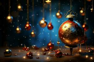 AI generated Celebratory New Year and Christmas wallpaper blending festive elements for joyful ambiance AI Generated photo