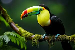 AI generated Nature travel in Central America Keel billed Toucan in Panamas forested paradise AI Generated photo