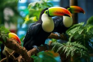 AI generated Nature travel in Central America Keel billed Toucan in Panamas forested paradise AI Generated photo