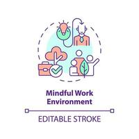 2D editable multicolor icon mindful work environment concept, isolated vector, mindful entrepreneurship thin line illustration. vector