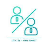 2D pixel perfect blue gradient people comparison icon, isolated vector, thin line illustration representing comparisons. vector