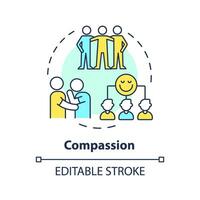 2D editable multicolor icon compassion concept, isolated vector, mindful entrepreneurship thin line illustration. vector
