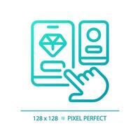 2D pixel perfect blue gradient choosing app icon, isolated vector, thin line illustration representing comparisons. vector