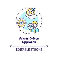 2D editable multicolor icon values driven approach concept, isolated vector, mindful entrepreneurship thin line illustration. vector