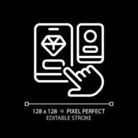 2D pixel perfect customizable white choosing app icon, isolated vector, thin line illustration representing comparisons. vector