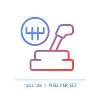 2D pixel perfect gradient car gear lever icon, isolated vector, thin line illustration representing car service and repair. vector